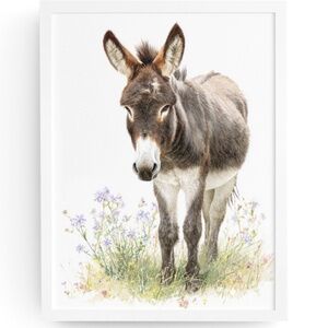 Watercolor Donkey Wall Art Print, Unframed - Charming Farmhouse Decor